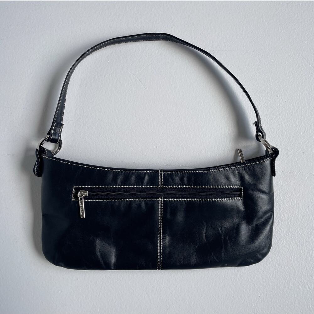 Vtg Y2K CALVIN KLEIN Black Leather Mini Shoulder Bag / Purse 2000s Baguette